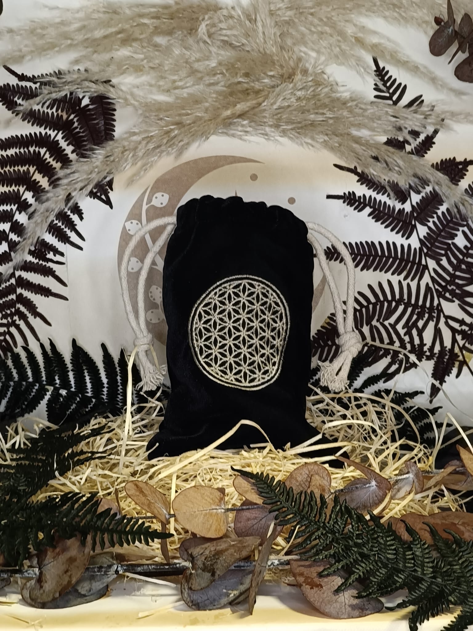 Bolsa de terciopelo con símbolo para Tarots