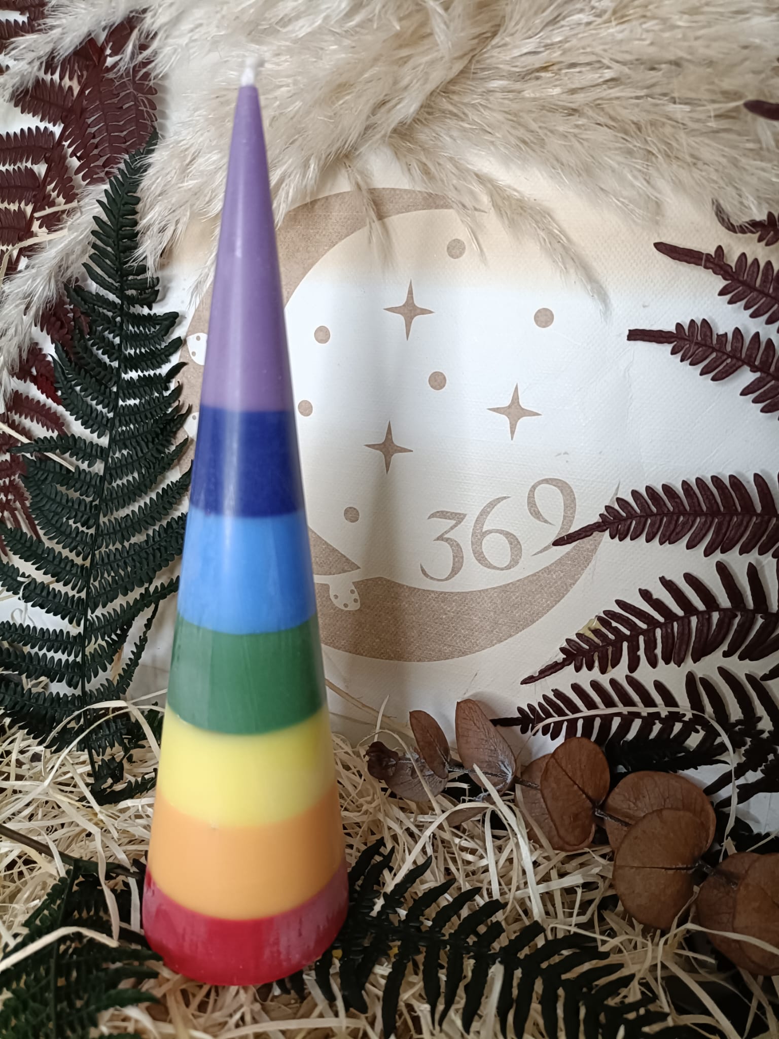 Vela Piramidal Arcoiris sin Aroma, Circular