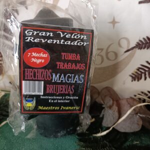 Velón 7 Mechas Tumba Trabajos Negro