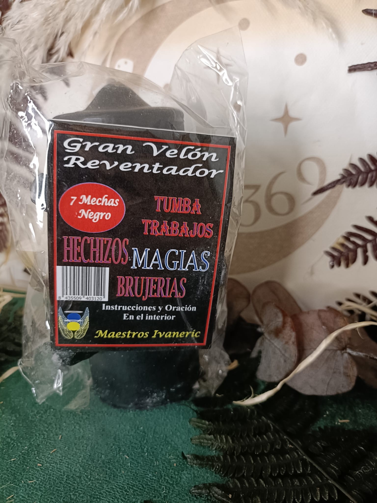 Velón 7 Mechas Tumba Trabajos Negro