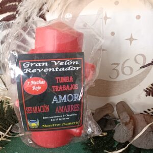 Velón 7 Mechas Tumba Trabajos Rojo