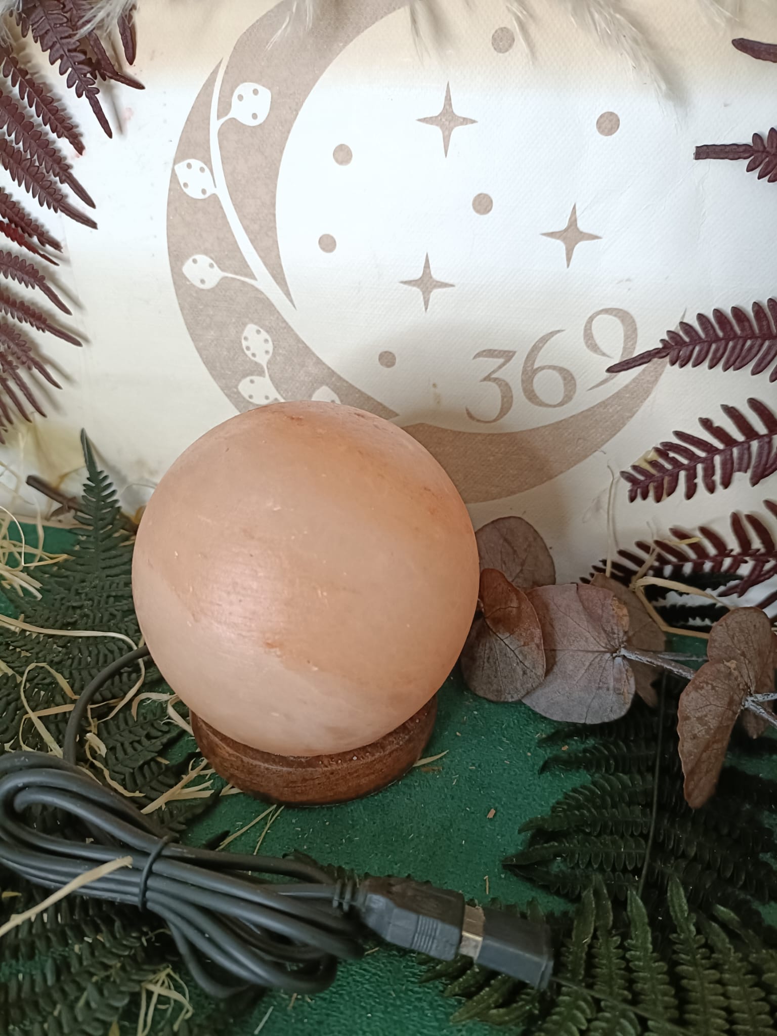 Lámpara de Sal Esfera con USB para Ordenador