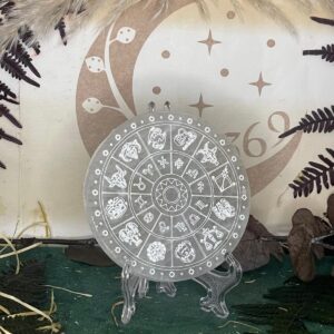 Placa de Selenita Grabada con los Signos del Zodiaco