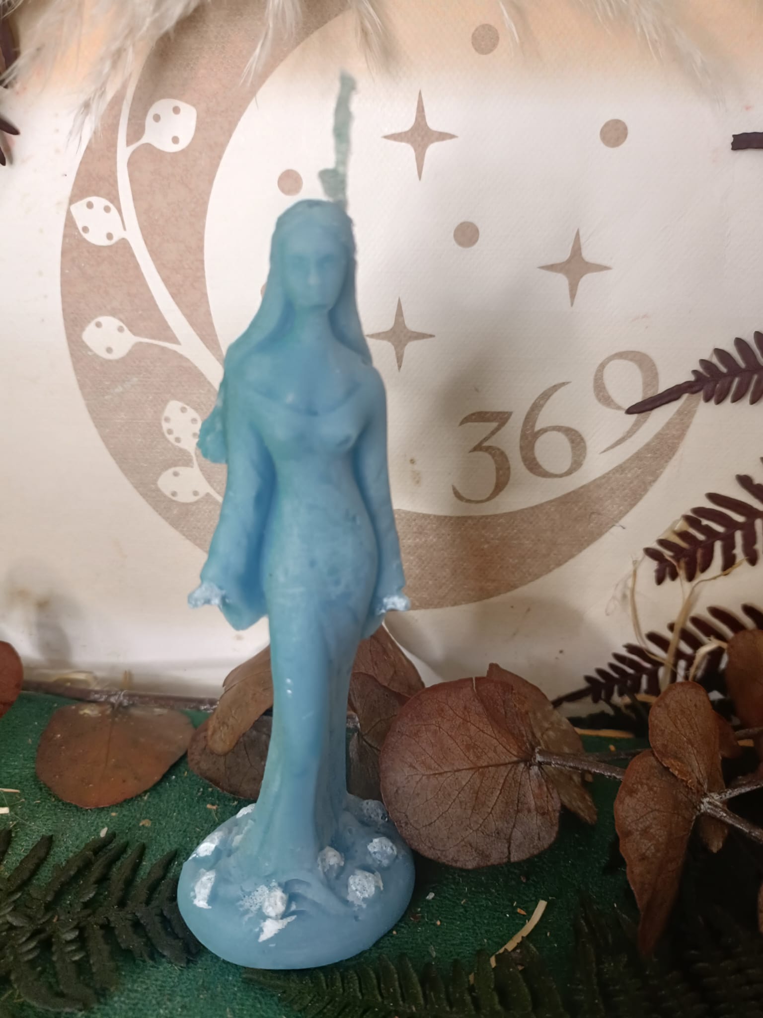 Vela Esotérica Yemayá Artesanal 14 cm - Imagen 3