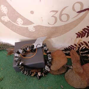 Pulsera Elástica de Chip en Obsidiana Nevada