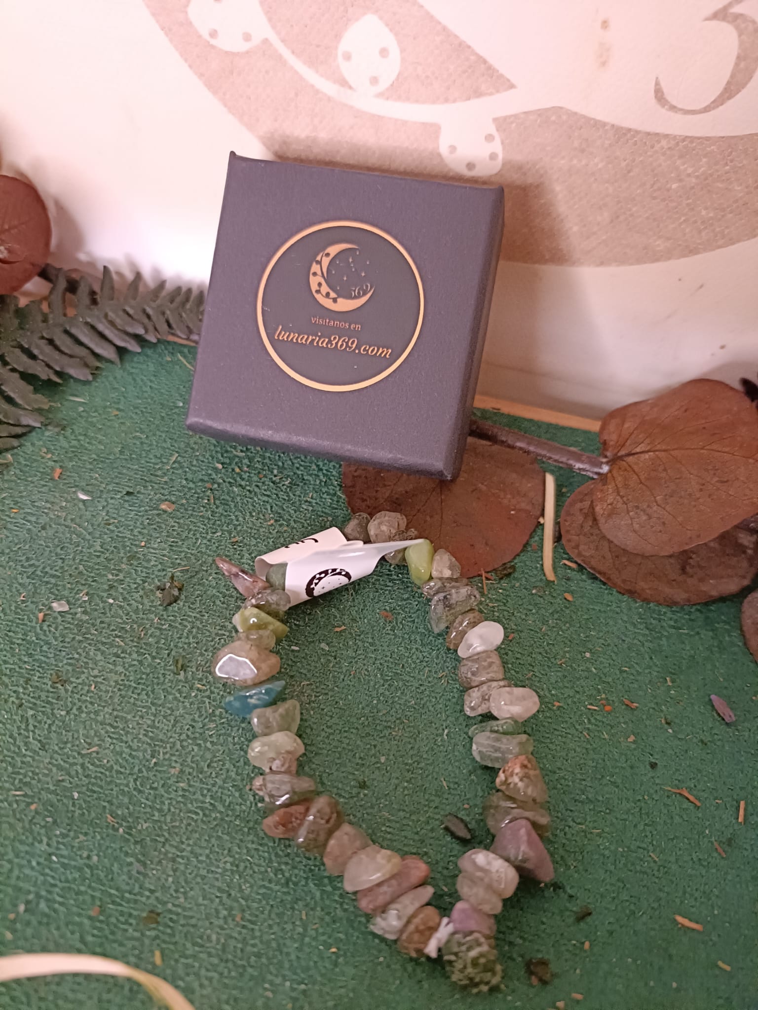 Pulsera Elástica de Chip en Piedra de Ágata India - Imagen 2