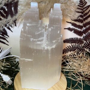 Lámpara de Selenita Blanca Catedral Doble