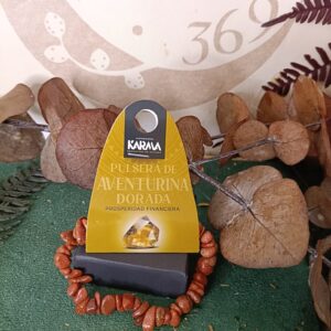 Pulsera Chip Elástica Aventurina Dorada (Goldstone)