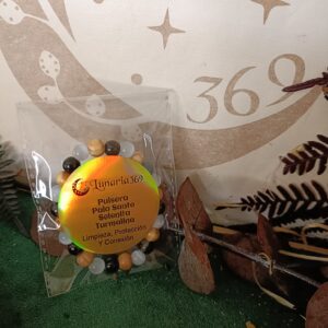 Pulsera de Palo Santo, Selenita y Turmalina 8mm