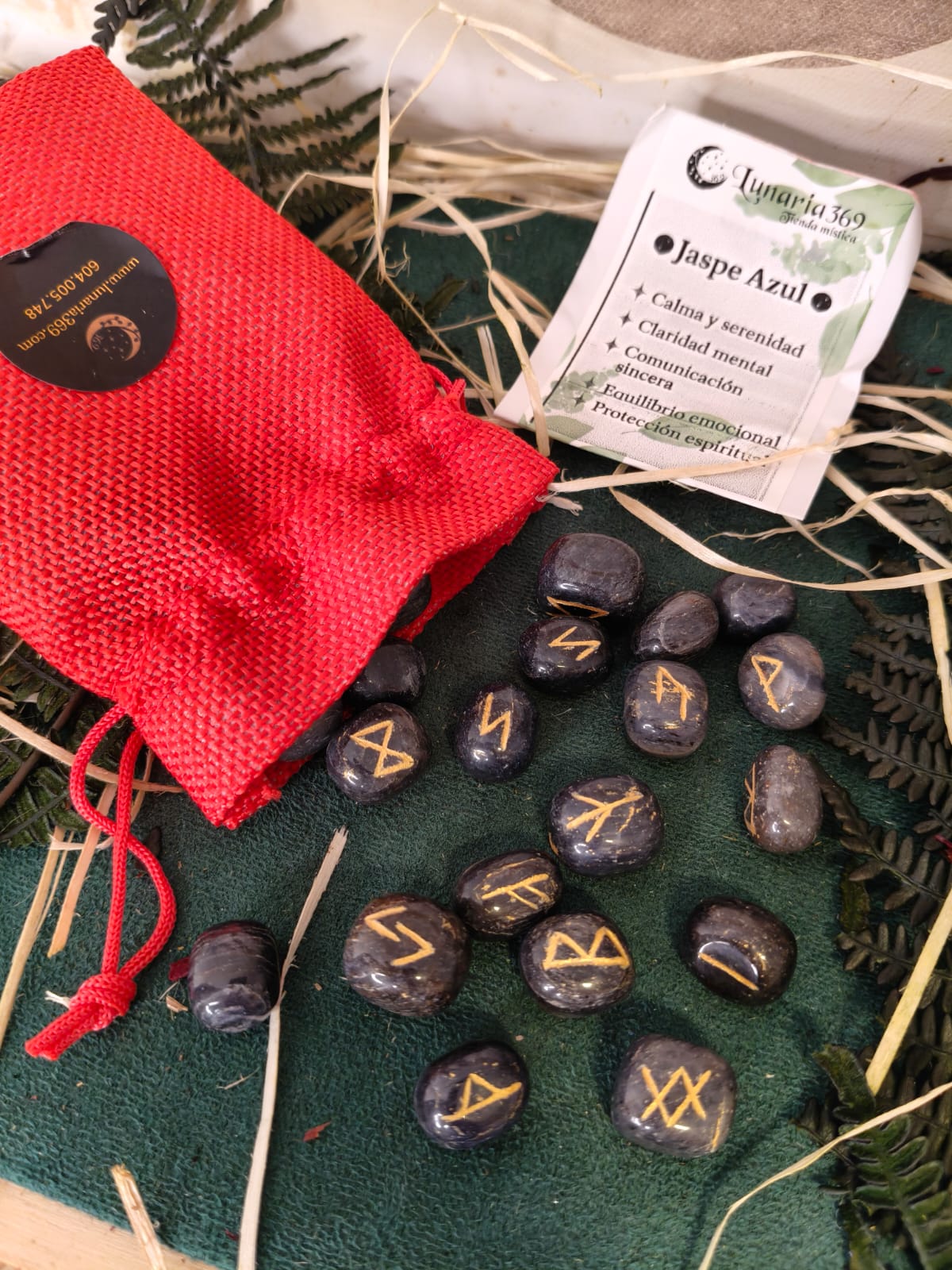 Set de Runas de Jaspe Azul - Imagen 2