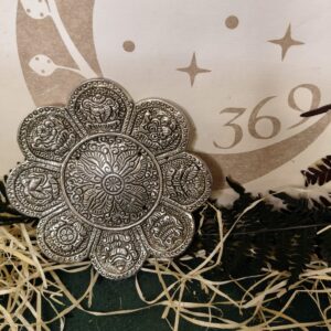 Quemador de incienso símbolos auspiciosos color plata