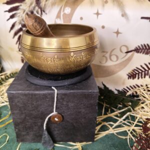 Set de Regalo Cuenco Tibetano Om Negro