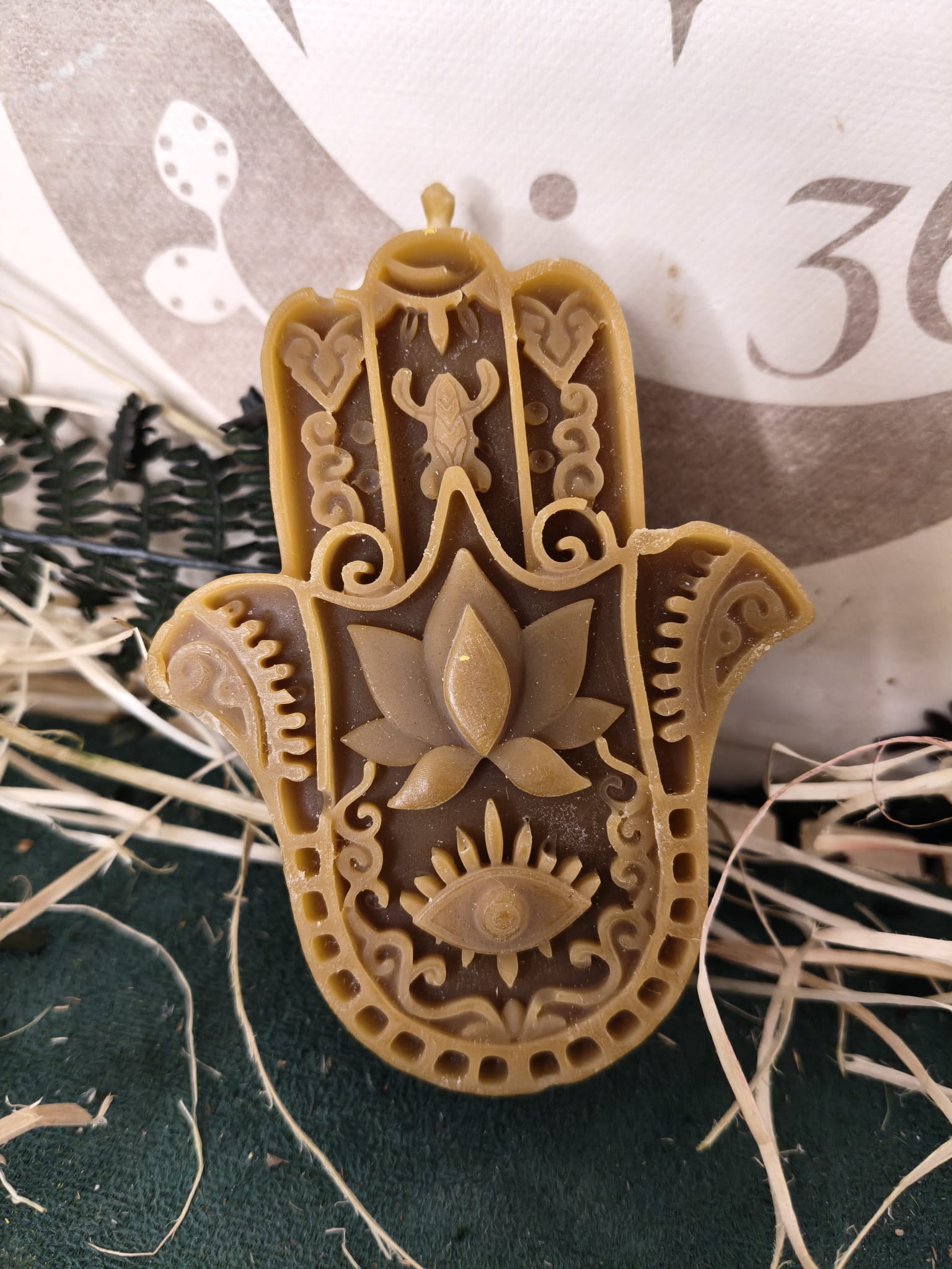 Vela de Miel Natural Mano de Fátima – Artesanal 100% Natural - Imagen 2