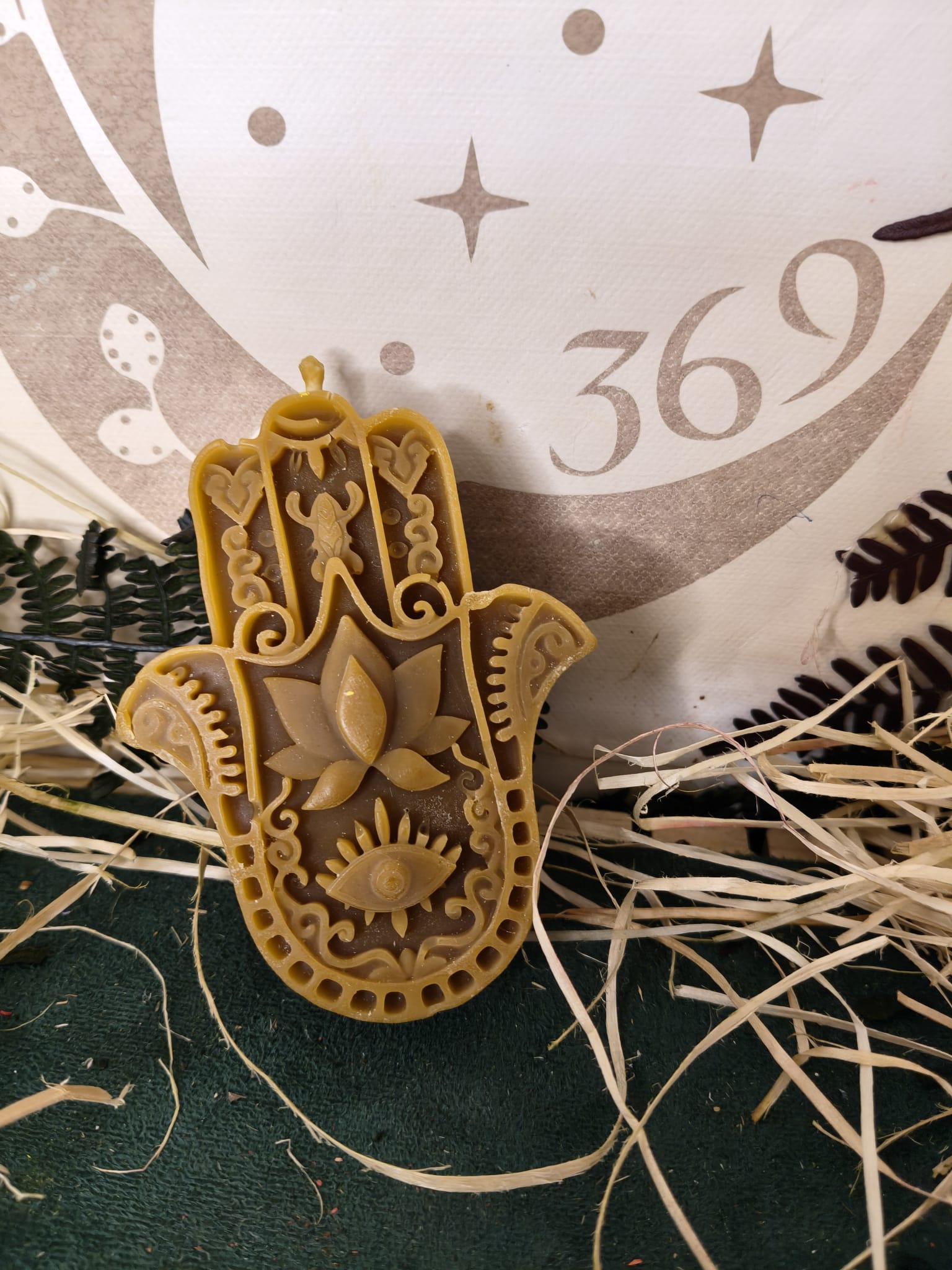 Vela de Miel Natural Mano de Fátima – Artesanal 100% Natural