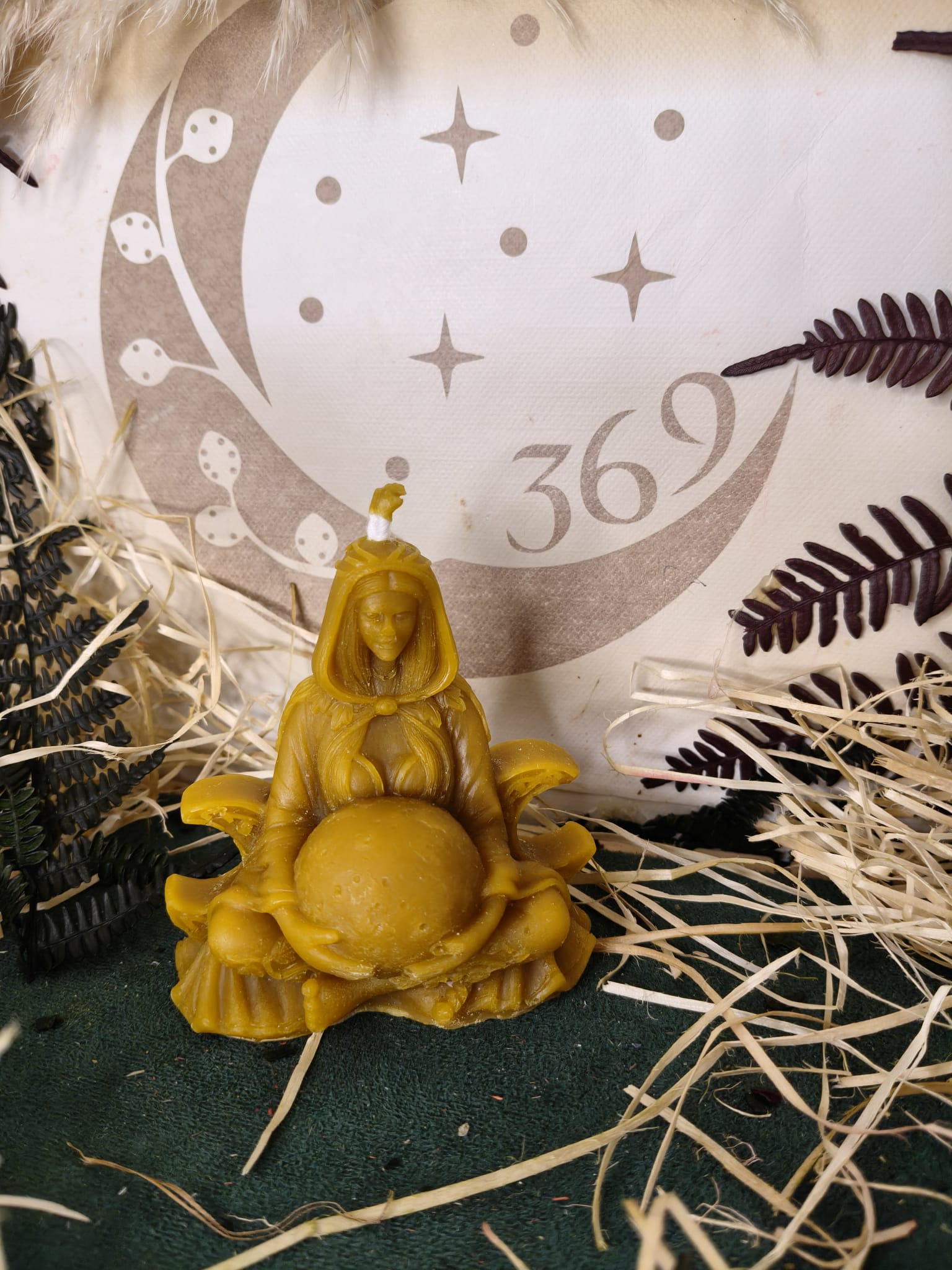 Vela de Miel Natural Gaia con Lunas – Artesanal 100% Natural