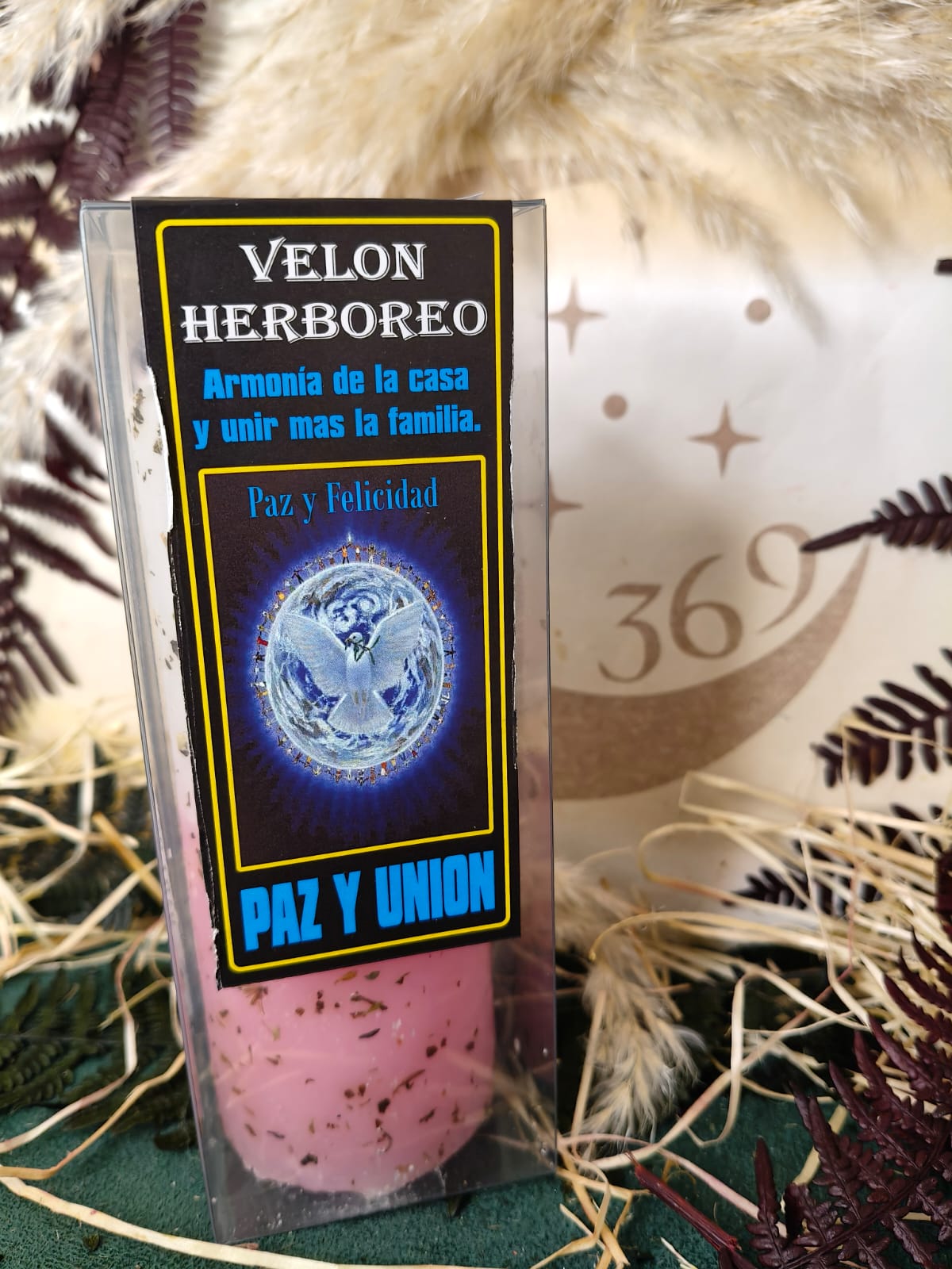 🔮 Velón Herbóreo Paz y Unión Consagrado con Hierbas, Aceite y Oración