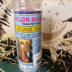 🔮 Velón de Petición Arcángel Chamuel con Oración y Aceite de Unción
