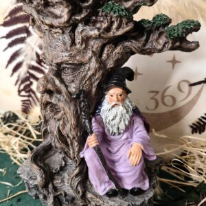 🔮 Brujo en Árbol Ancestral Porta Cono de Incienso – 21 cm