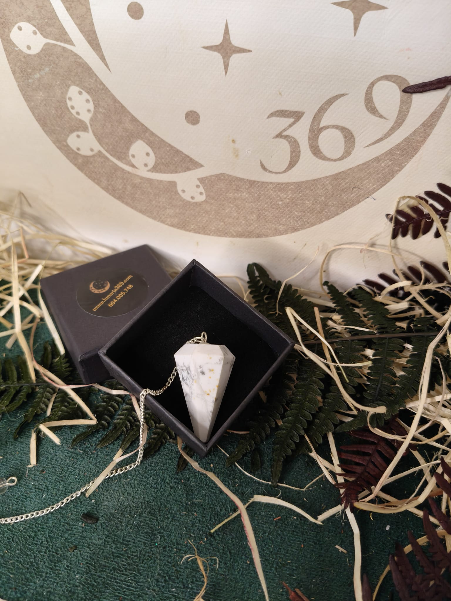 Péndulo Facetado de Howlita Blanca