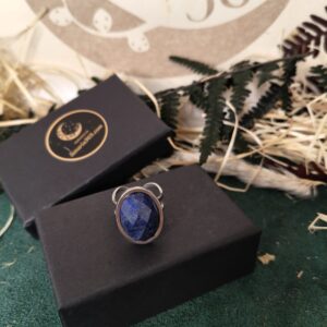 💙 Anillo Ajustable de Lapislázuli Facetado en Acero Inoxidable 💙