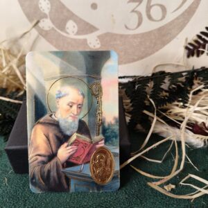 Estampa de San Benito con Relieve Dorado