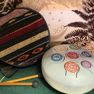 Tambor de Lengüetas 7 Chakras 17 cm con Funda y Baquetas