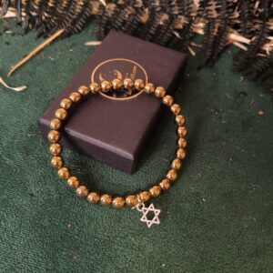 Pulsera Pirita 6 mm con Estrella de 6 Puntas