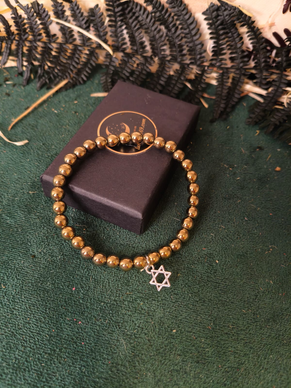 Pulsera Pirita 6 mm con Estrella de 6 Puntas