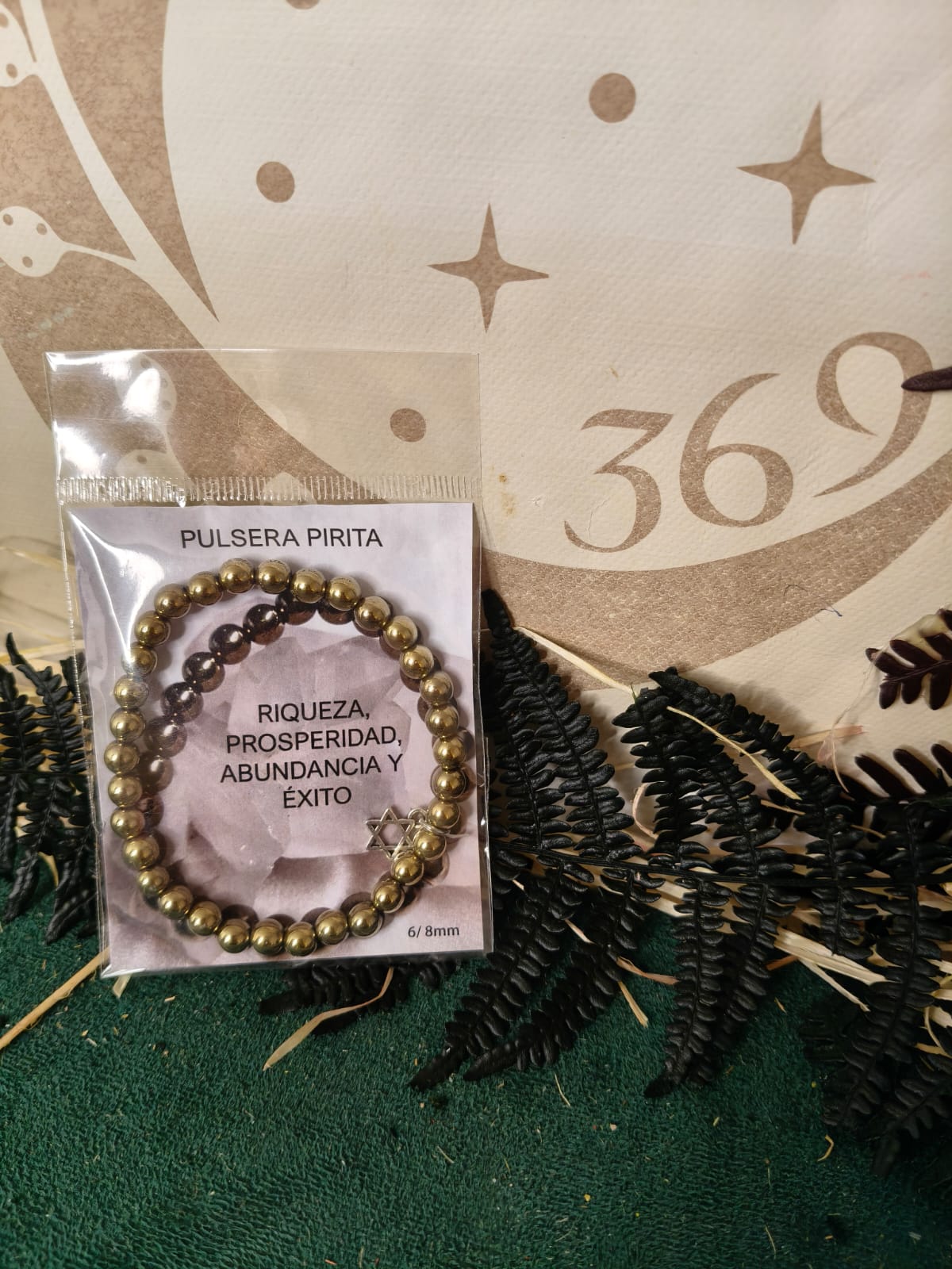 Pulsera Pirita 6 mm con Estrella de 6 Puntas - Imagen 3