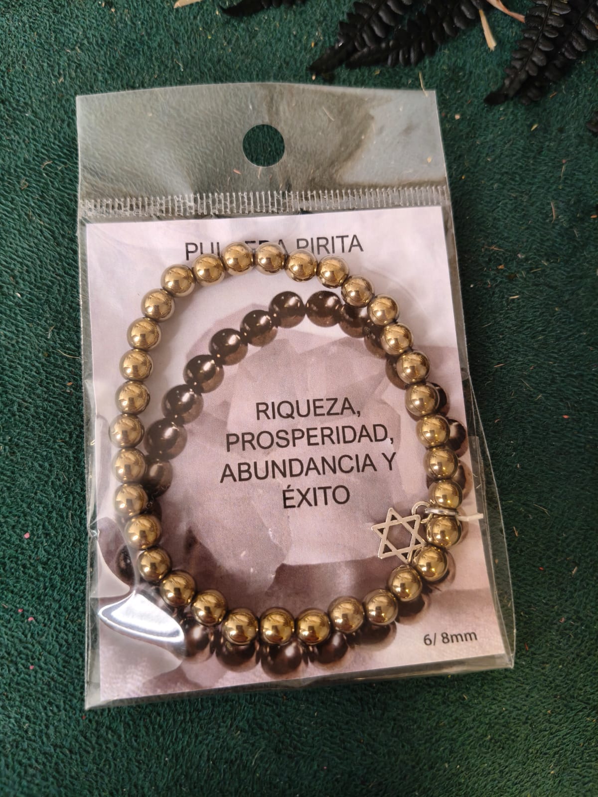 Pulsera Pirita 6 mm con Estrella de 6 Puntas - Imagen 2