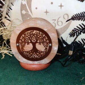 🌳 Lámpara de Sal USB con Árbol de la Vida – 10x11 cm