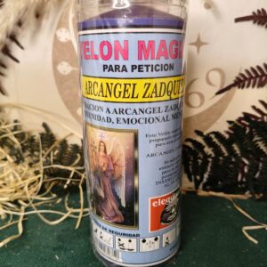 🔮 Velón Pro Arcángel Zadkiel con Oración y Aceite de Unción