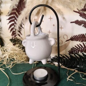 🔮 Quemador de Aceite Caldero Colgante – Cerámica Blanca 🤍🔥