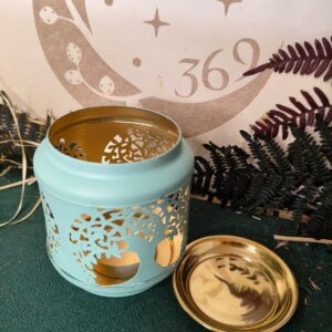 🔮 Quemador de Esencias de Aluminio Árbol – Verde Agua 8 x 7,5 cm 🌿✨