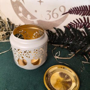 🔮 Quemador de Esencias de Aluminio Árbol – Beige 8 x 7,5 cm 🤍✨