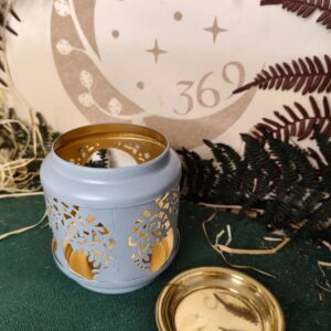 🔮 Quemador de Esencias de Aluminio Árbol – Azul 8 x 7,5 cm 🔵✨